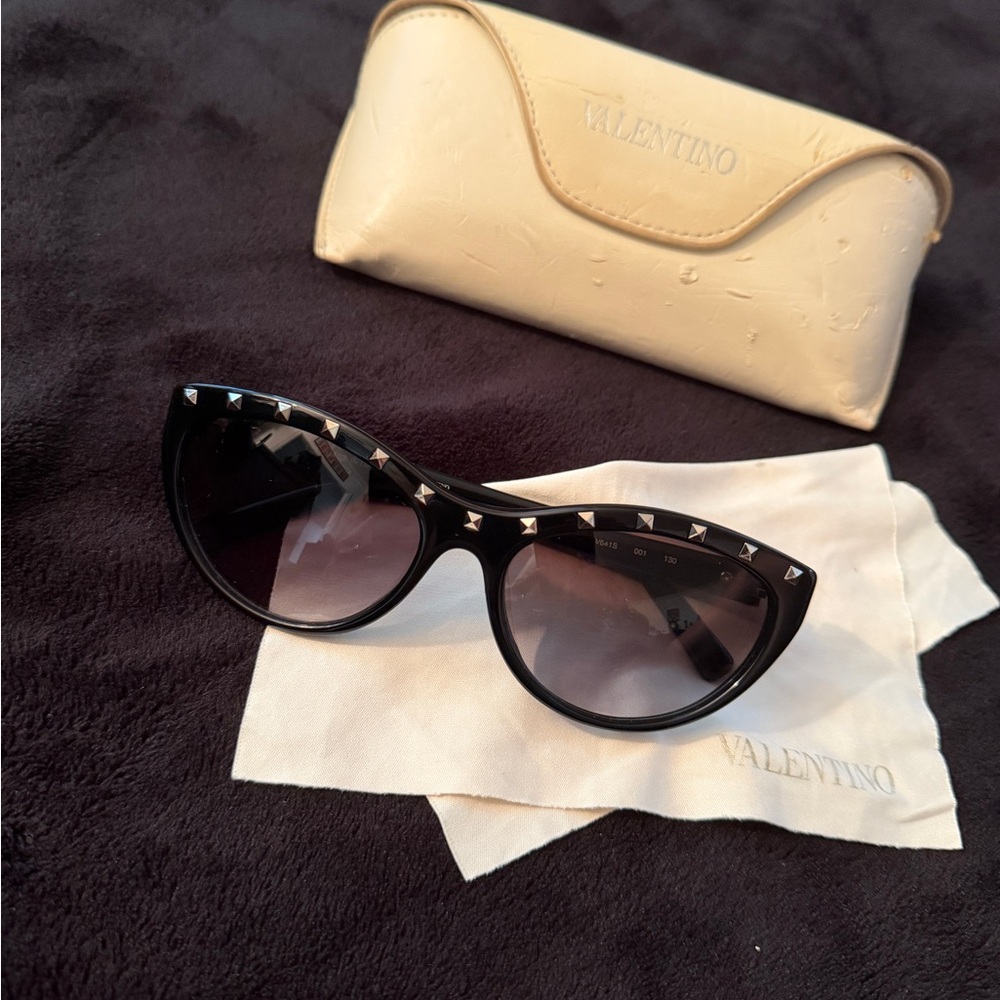 Valentino Black Studded Cat-Eye Sunglasses with Gradient Lenses